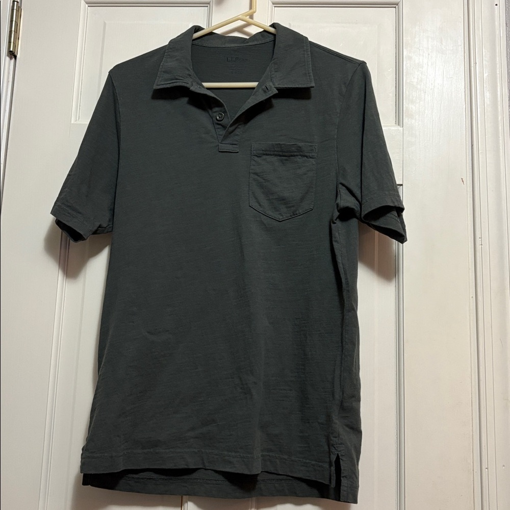 L.L. Bean organic cotton hunter green rugged pocket polo shirt - mens size S